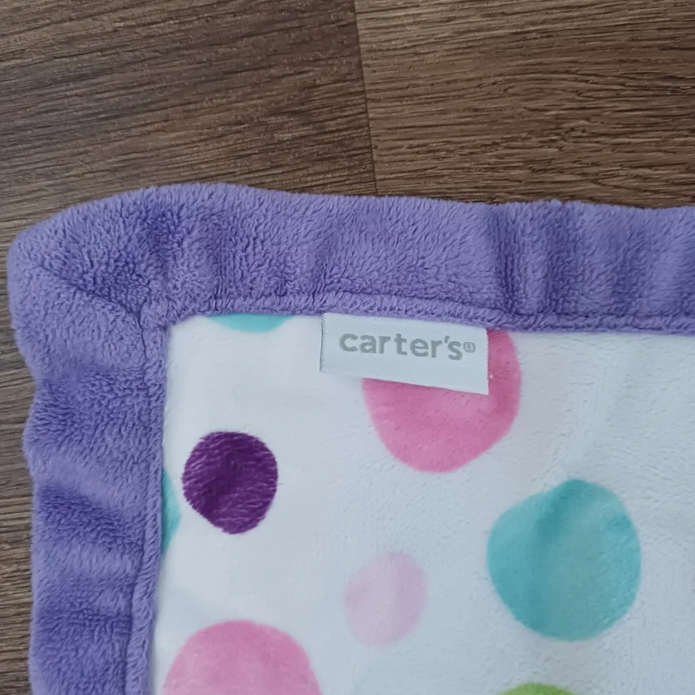 Carters Butterfly Security Blanket Lovey Polka Dot Purple Pink Teal White 13in